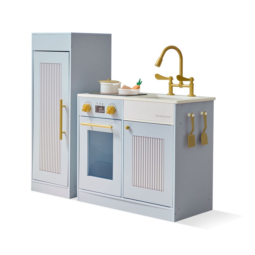  Teamson Kids -  Little Chef Chester Wooden Play Kitchen with Large Fridge & Sink - Blue -  Preschool