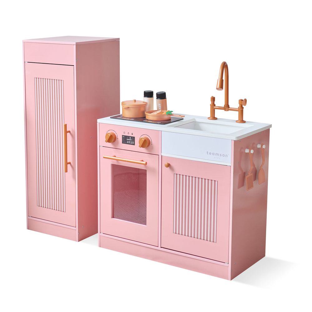  Teamson Kids -  Little Chef Chester Wooden Play Kitchen with Large Fridge & Sink - Pink -  Preschool