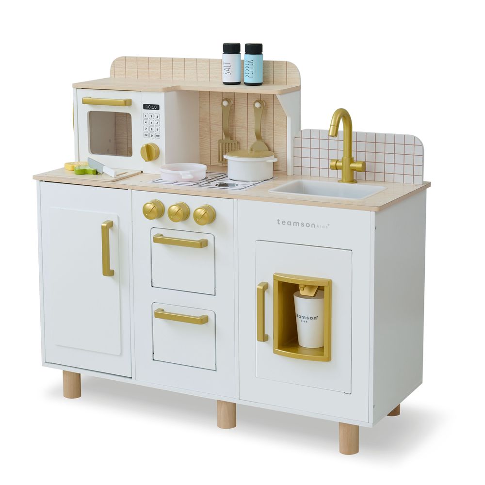  Teamson Kids -  Little Chef Hampton Wooden Play Kitchen with Ice Dispenser & Sink - White -  Preschool