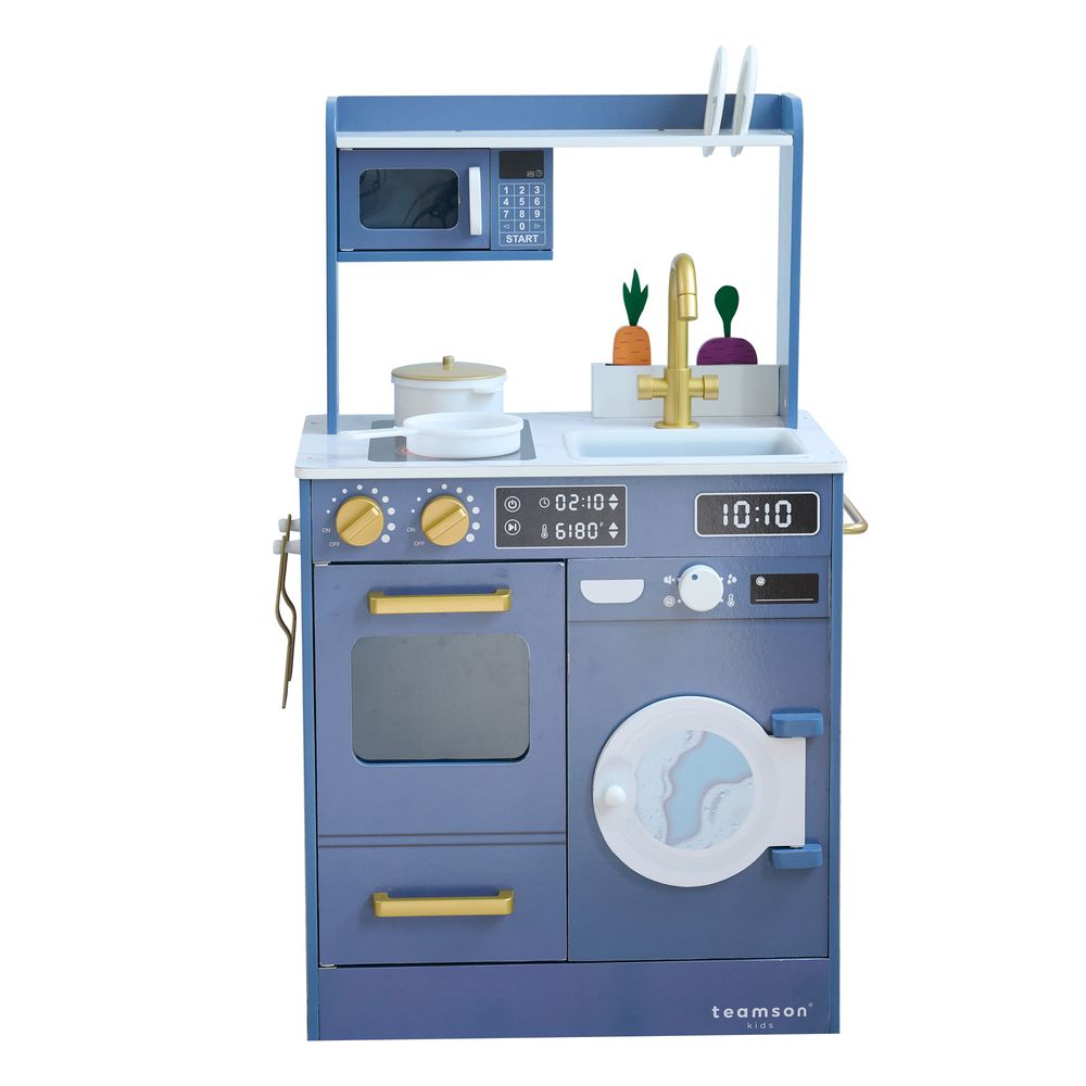  Teamson Kids -  Little Chef Lake Tahoe Wooden Play Kitchen Washer & Mini Garden - Blue -  Preschool