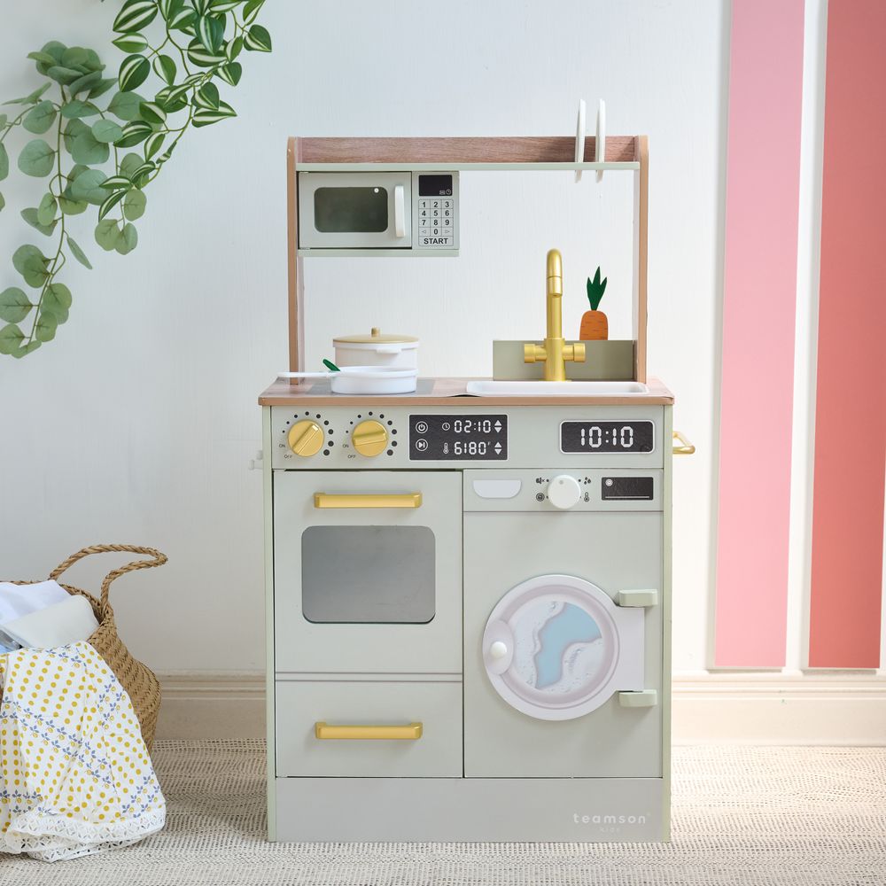  Teamson Kids -  Little Chef Lake Tahoe Wooden Play Kitchen Washer & Mini Garden - Pink -  Preschool