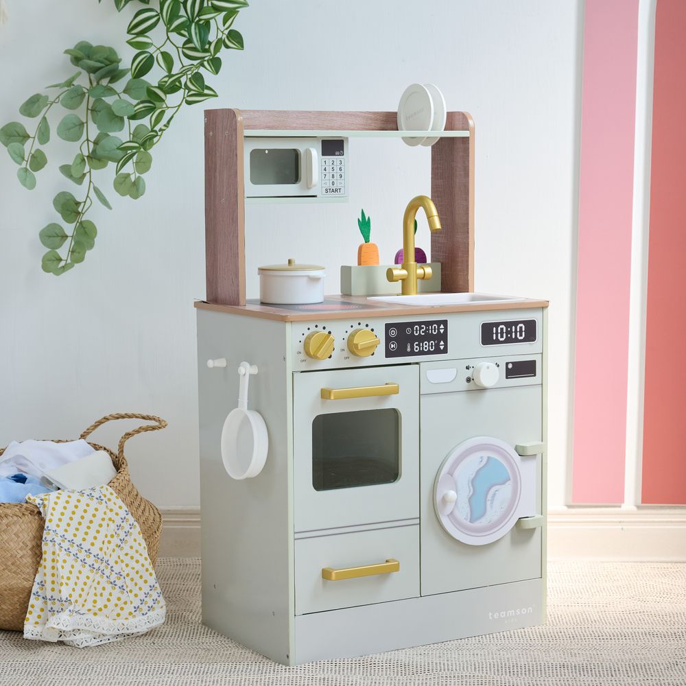  Teamson Kids -  Little Chef Lake Tahoe Wooden Play Kitchen Washer & Mini Garden - Pink -  Preschool