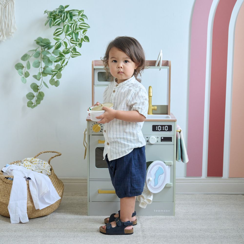  Teamson Kids -  Little Chef Lake Tahoe Wooden Play Kitchen Washer & Mini Garden - Pink -  Preschool