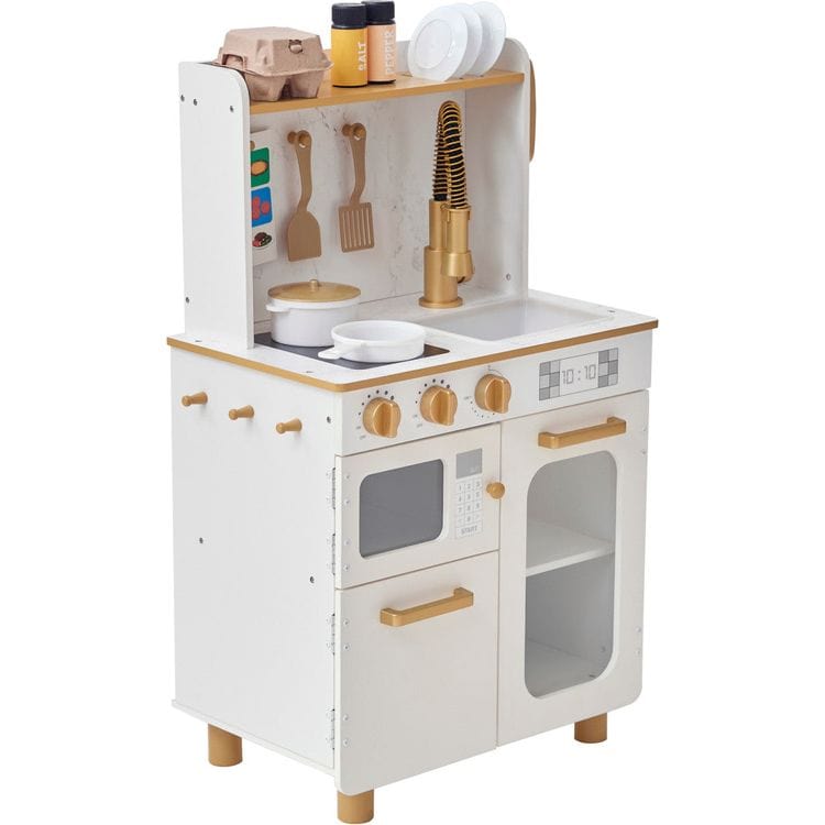  Teamson Kids -  Little Chef Memphis Play Kitchen + Accessories - White/Gold -  Preschool