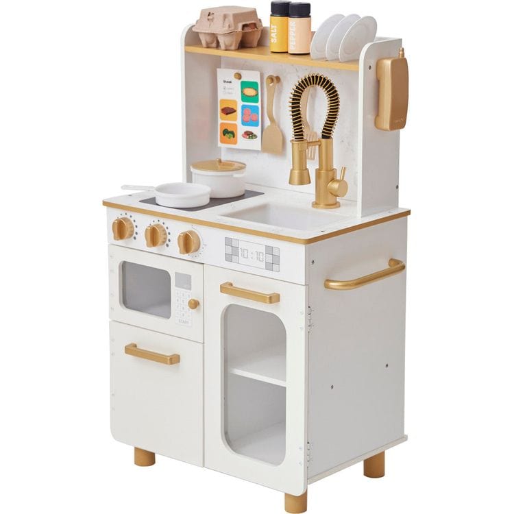  Teamson Kids -  Little Chef Memphis Play Kitchen + Accessories - White/Gold -  Preschool