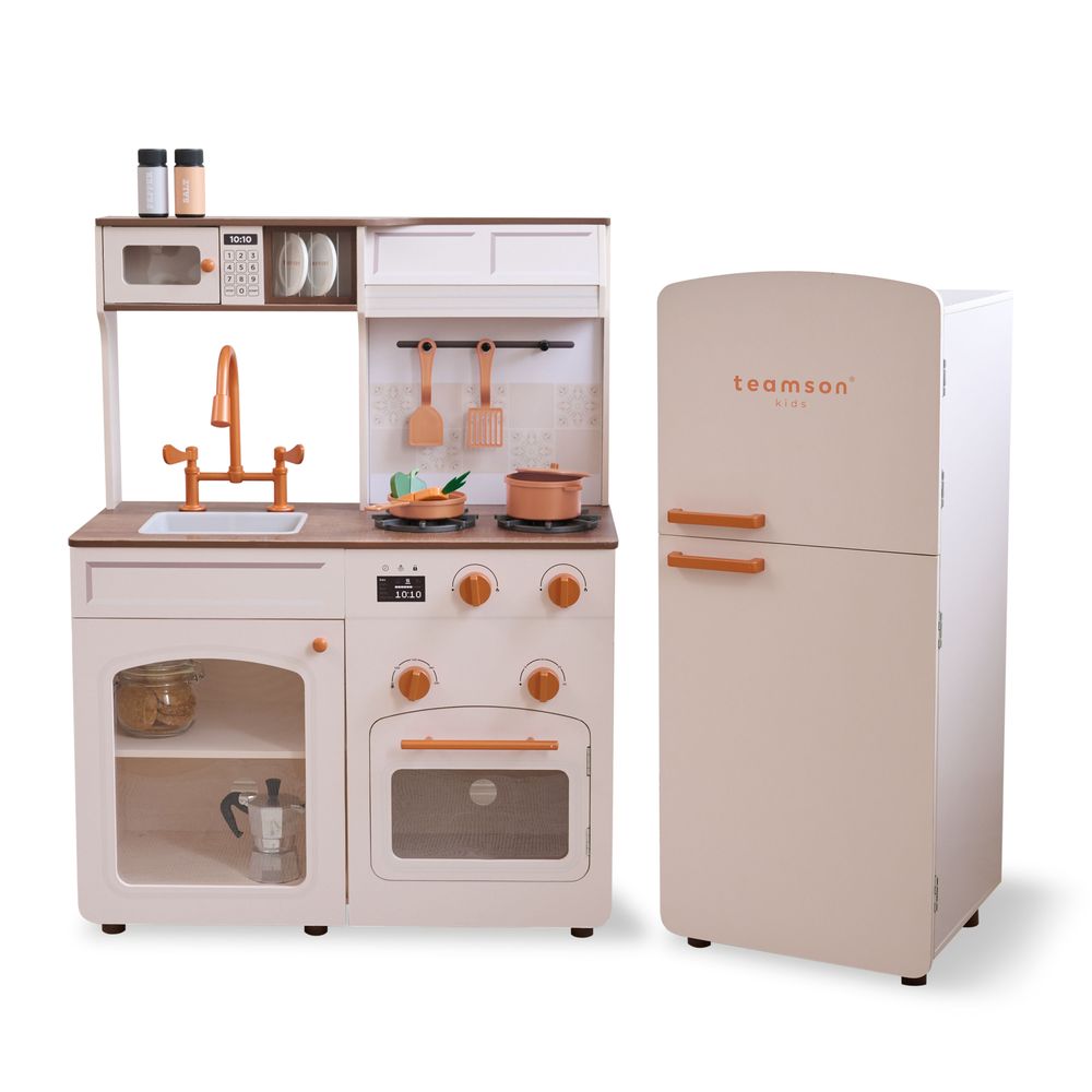  Teamson Kids -  Little Chef Normandy Wooden Play Kitchen with Modular Fridge & Sink - Pink -  Preschool