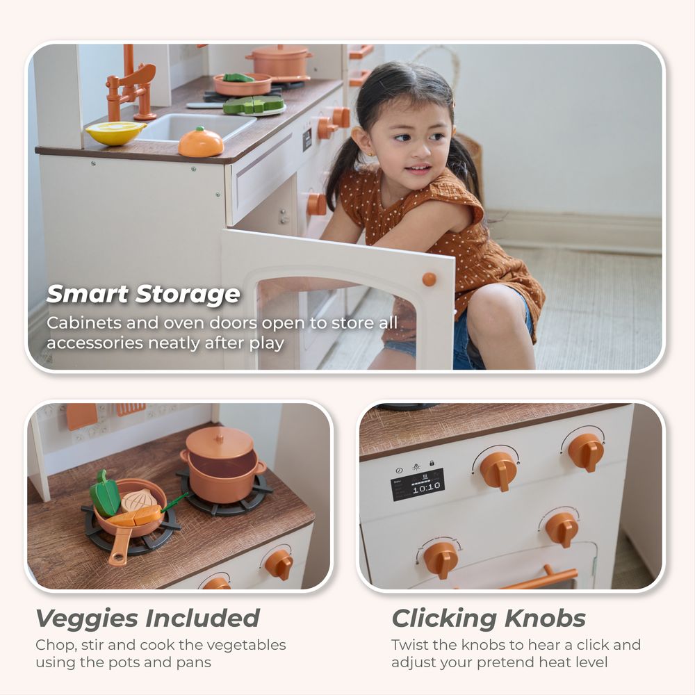  Teamson Kids -  Little Chef Normandy Wooden Play Kitchen with Modular Fridge & Sink - Pink -  Preschool