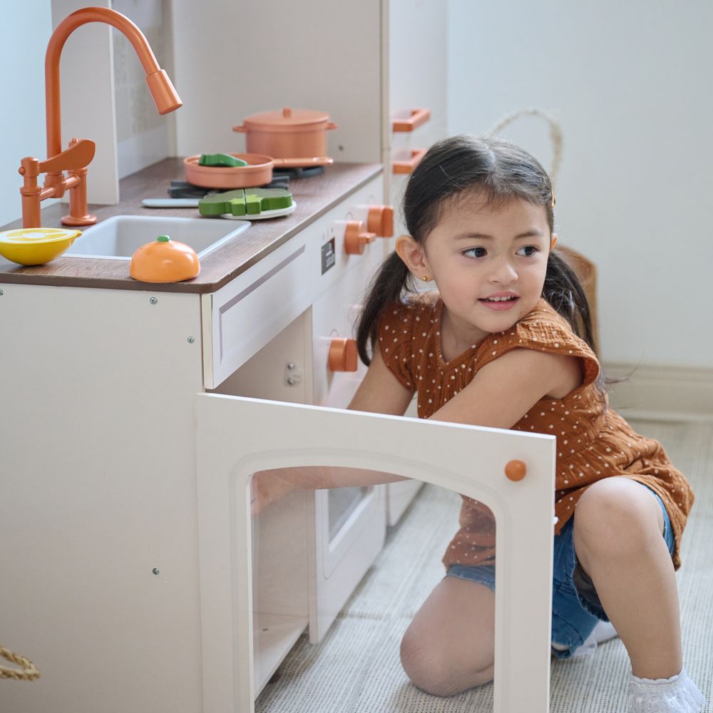  Teamson Kids -  Little Chef Normandy Wooden Play Kitchen with Modular Fridge & Sink - Pink -  Preschool