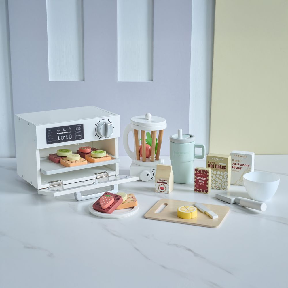  Teamson Kids -  Little Chef Santa Barbara Wooden Healthy Dessert Set with 27 Accessories -  Preschool