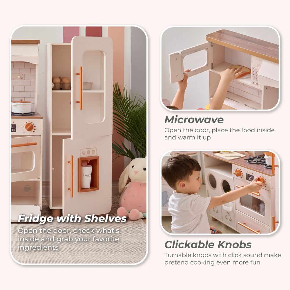  Teamson Kids -  Little Chef Savannah Wooden Play Kitchen with 3 Modular Pieces - Cream -  Preschool