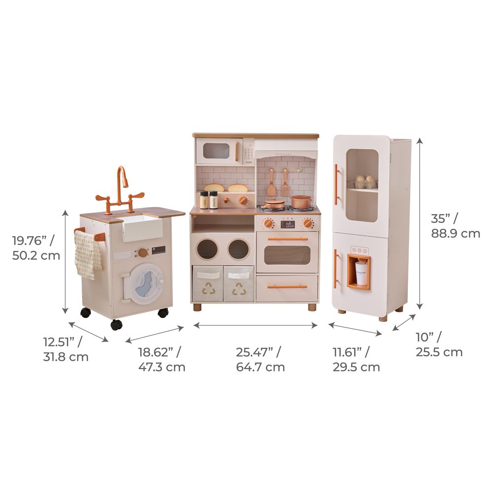  Teamson Kids -  Little Chef Savannah Wooden Play Kitchen with 3 Modular Pieces - Cream -  Preschool