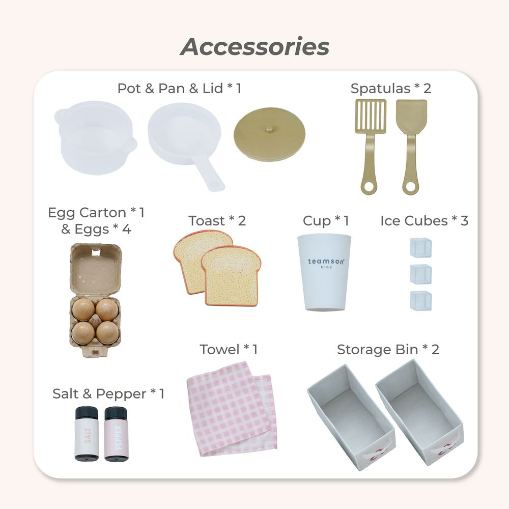  Teamson Kids -  Little Chef Savannah Wooden Play Kitchen with 3 Modular Pieces - Pink -  Preschool