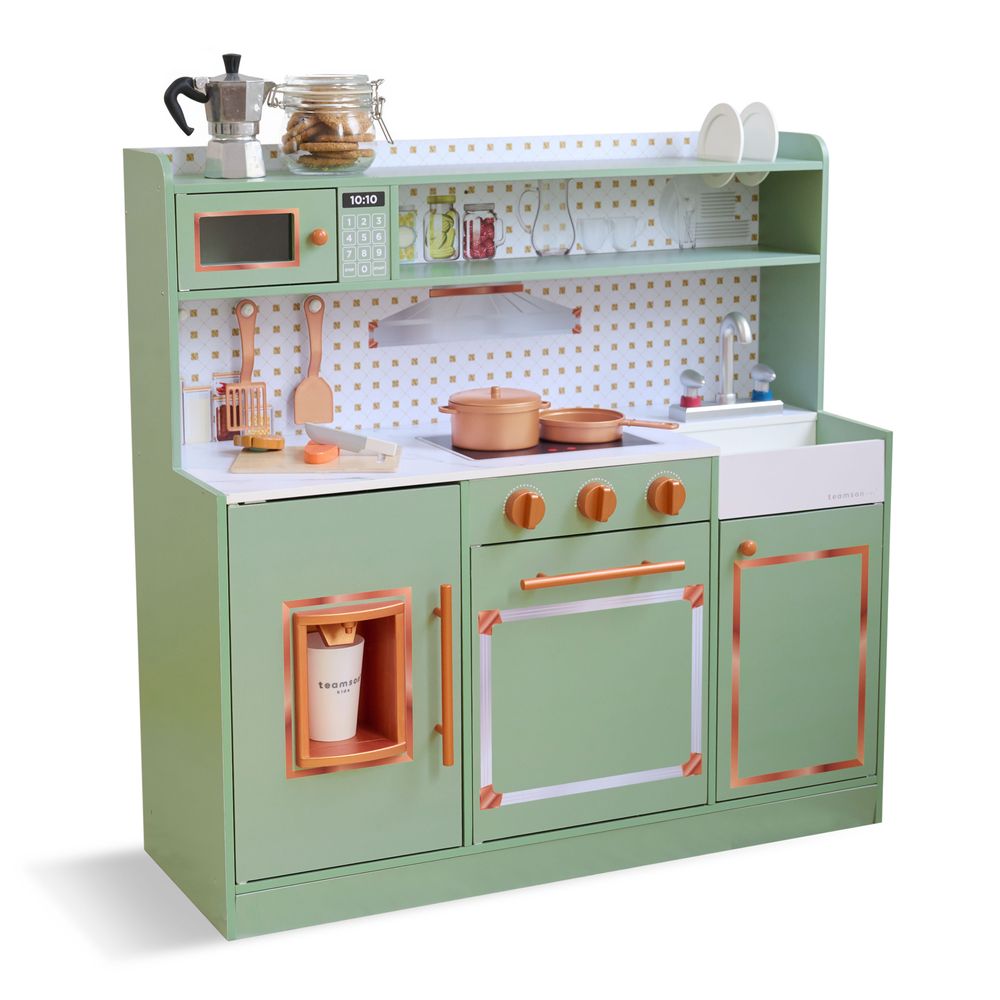  Teamson Kids -  Little Chef St. Louis Wooden Play Kitchen with Sink & Ice Dispenser - Green -  Preschool