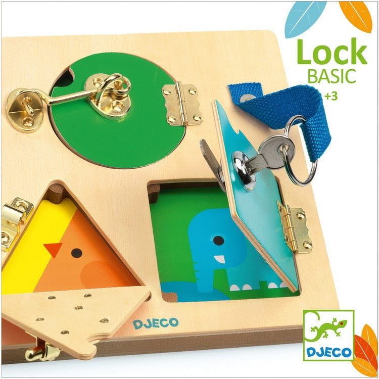  Djeco -  LockBasic Locking and Unlocking Wooden Skill Board -  Preschool