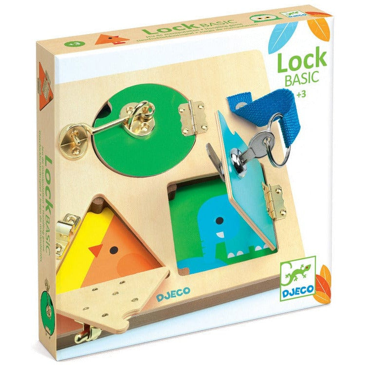  Djeco -  LockBasic Locking and Unlocking Wooden Skill Board -  Preschool