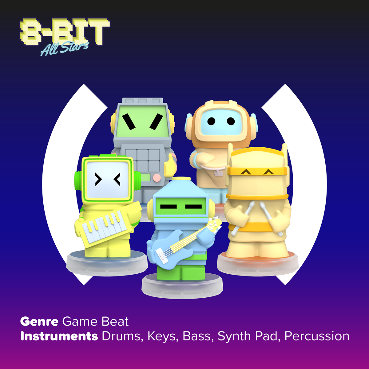 Loops Lab® -  Loops Lab 8 Bit Allstars: 5 Figurines Game Music Band -  Electronics