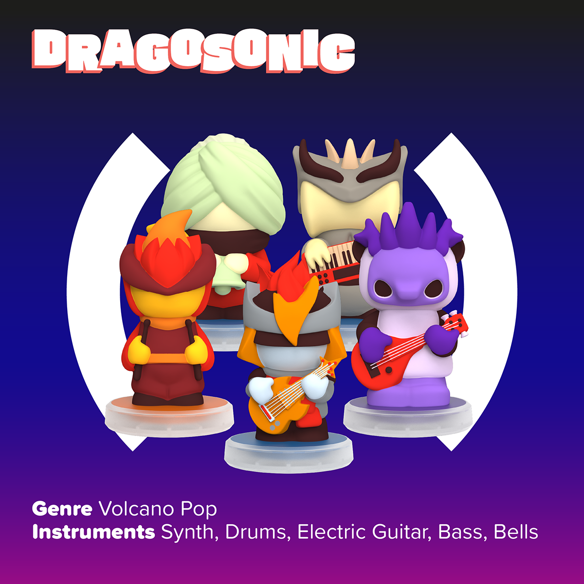  Loops Lab® -  Loops Lab Dragosonic: 5 Figurines Volcano Pop Band -  Electronics