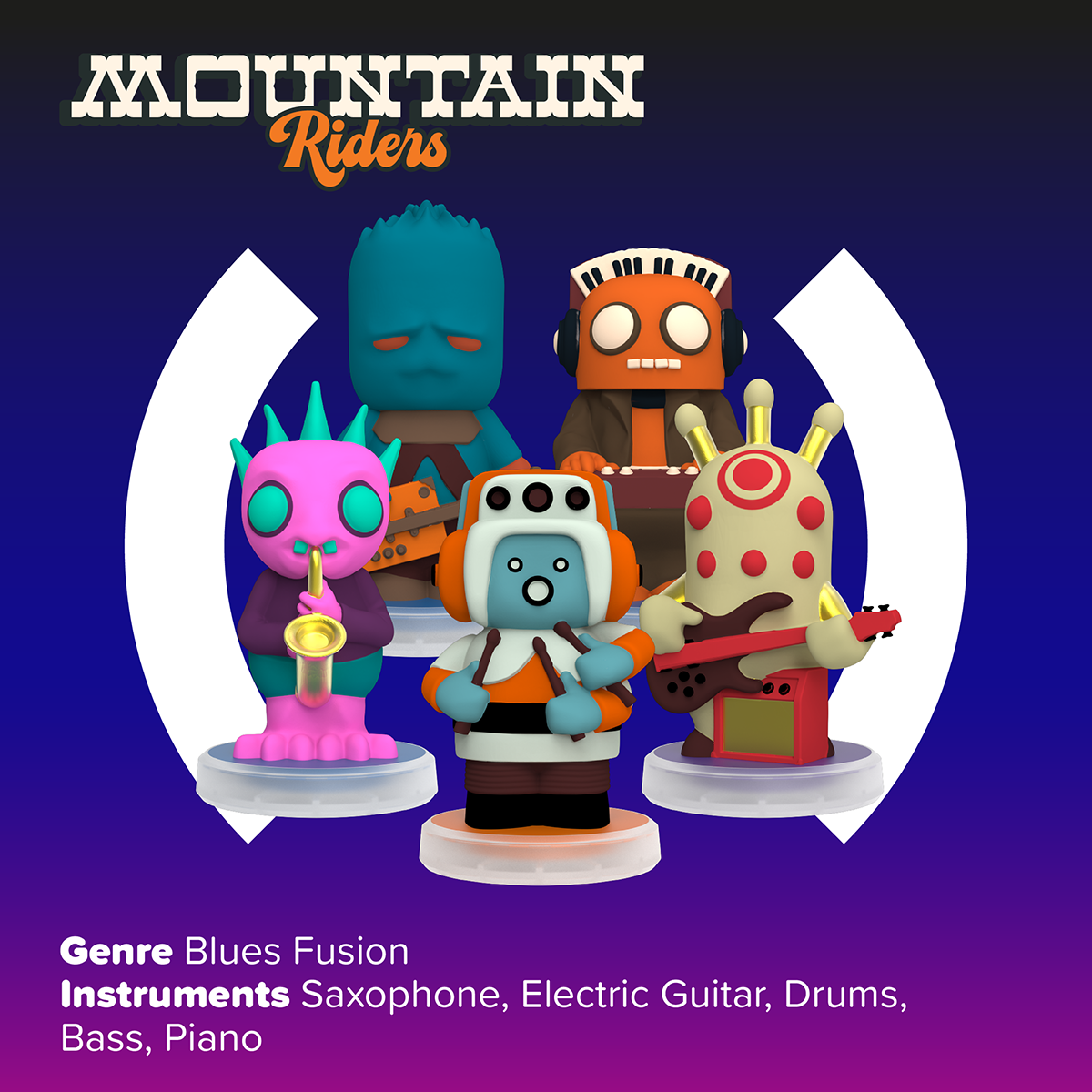 Loops Lab Mountain Riders: 5 Figurines Blues Fusion Band | Loops Lab®