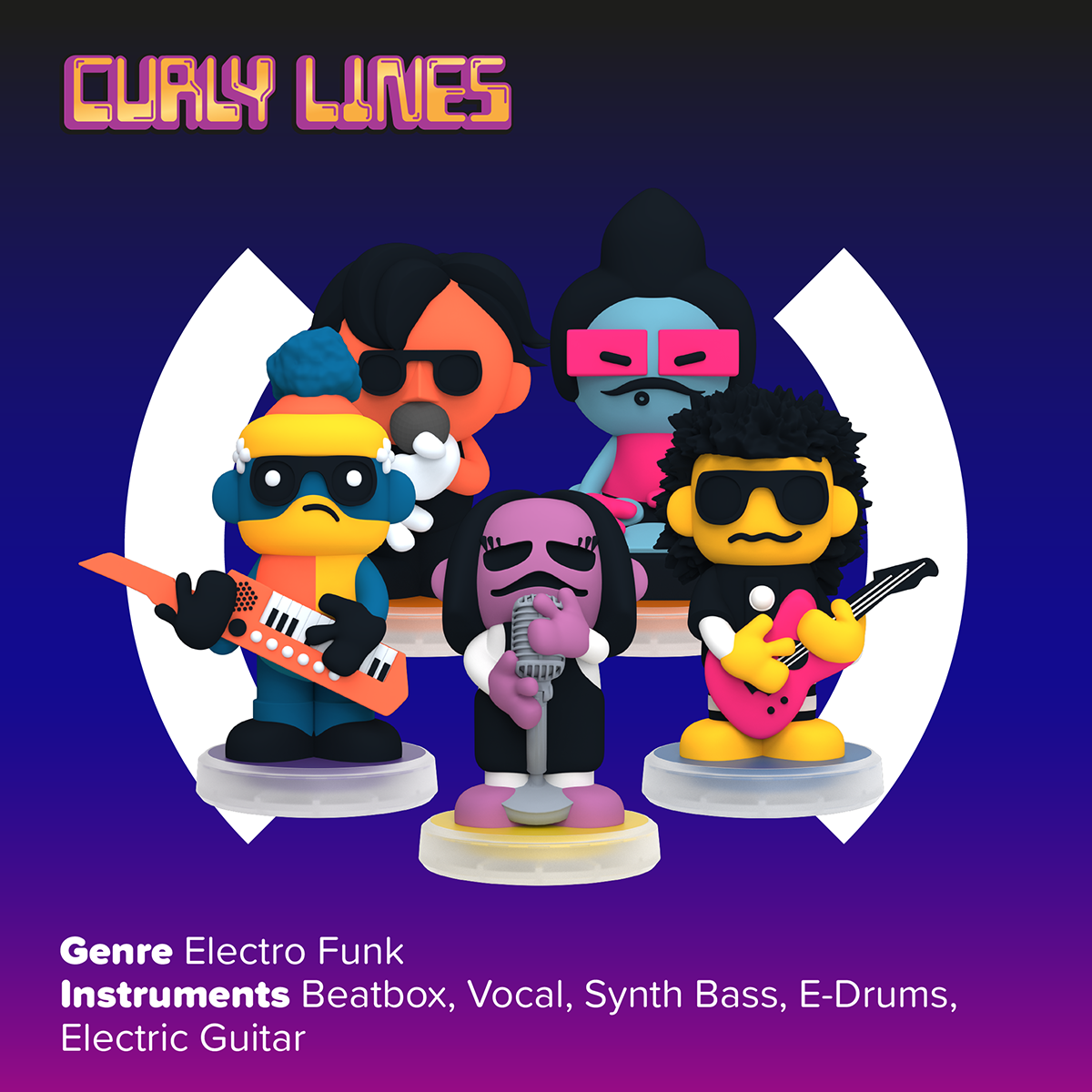  Loops Lab® -  Loops Lap Curly Lines: 5 Figurines NeoFunk Band -  Electronics