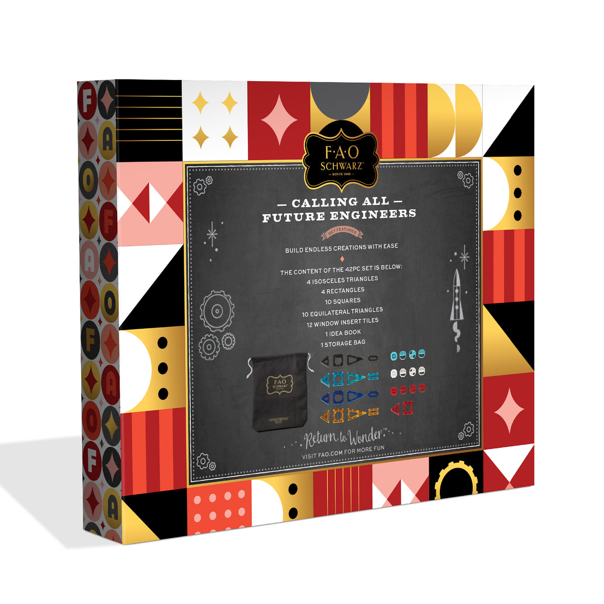 FAO Schwarz -  Magnetic Tile Set Custom Creation - 40 Pieces -  Creativity