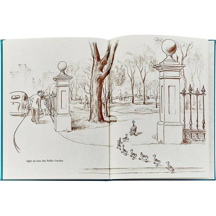  Graphic Image -  "Make Way For Ducklings" Book in Teal Blue Italian Leather -  Books