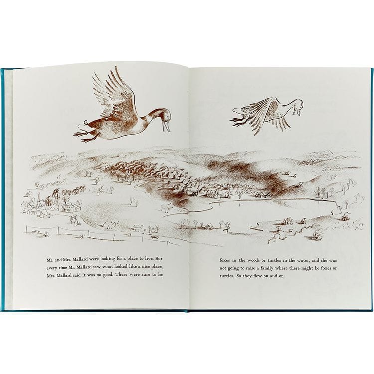  Graphic Image -  "Make Way For Ducklings" Book in Teal Blue Italian Leather -  Books