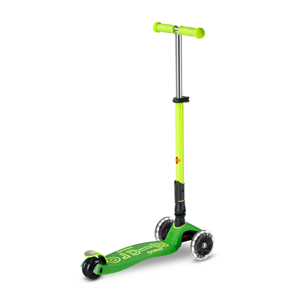  Micro Kickboard -  Maxi Deluxe Foldable LED Neon Scooter - Parrot Green -  Outdoor