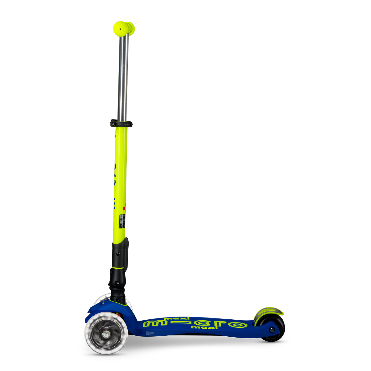  Micro Kickboard -  Maxi Deluxe Foldable LED Scooter - Neon Canary Yellow -  Outdoor