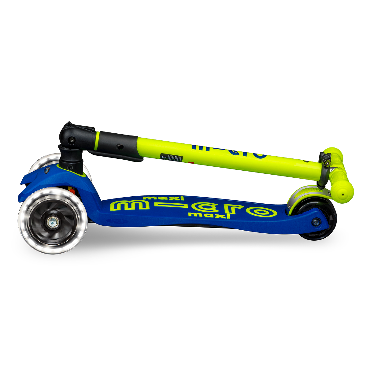  Micro Kickboard -  Maxi Deluxe Foldable LED Scooter - Neon Canary Yellow -  Outdoor