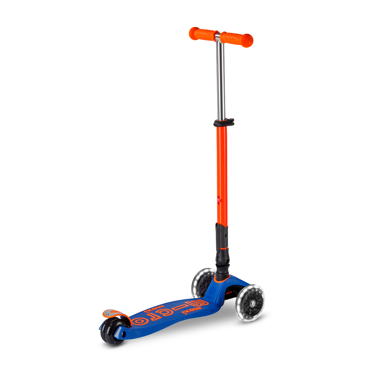  Micro Kickboard -  Maxi Deluxe Foldable Neon LED Scooter - Blaze Orange -  Outdoor