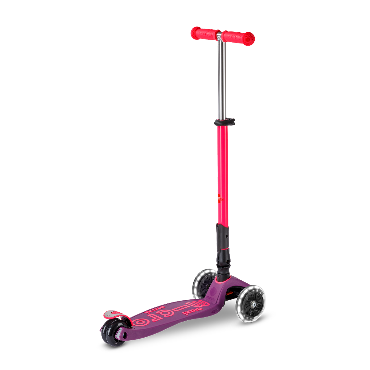  Micro Kickboard -  Maxi Deluxe Foldable Neon LED Scooter - Ultra Pink -  Outdoor