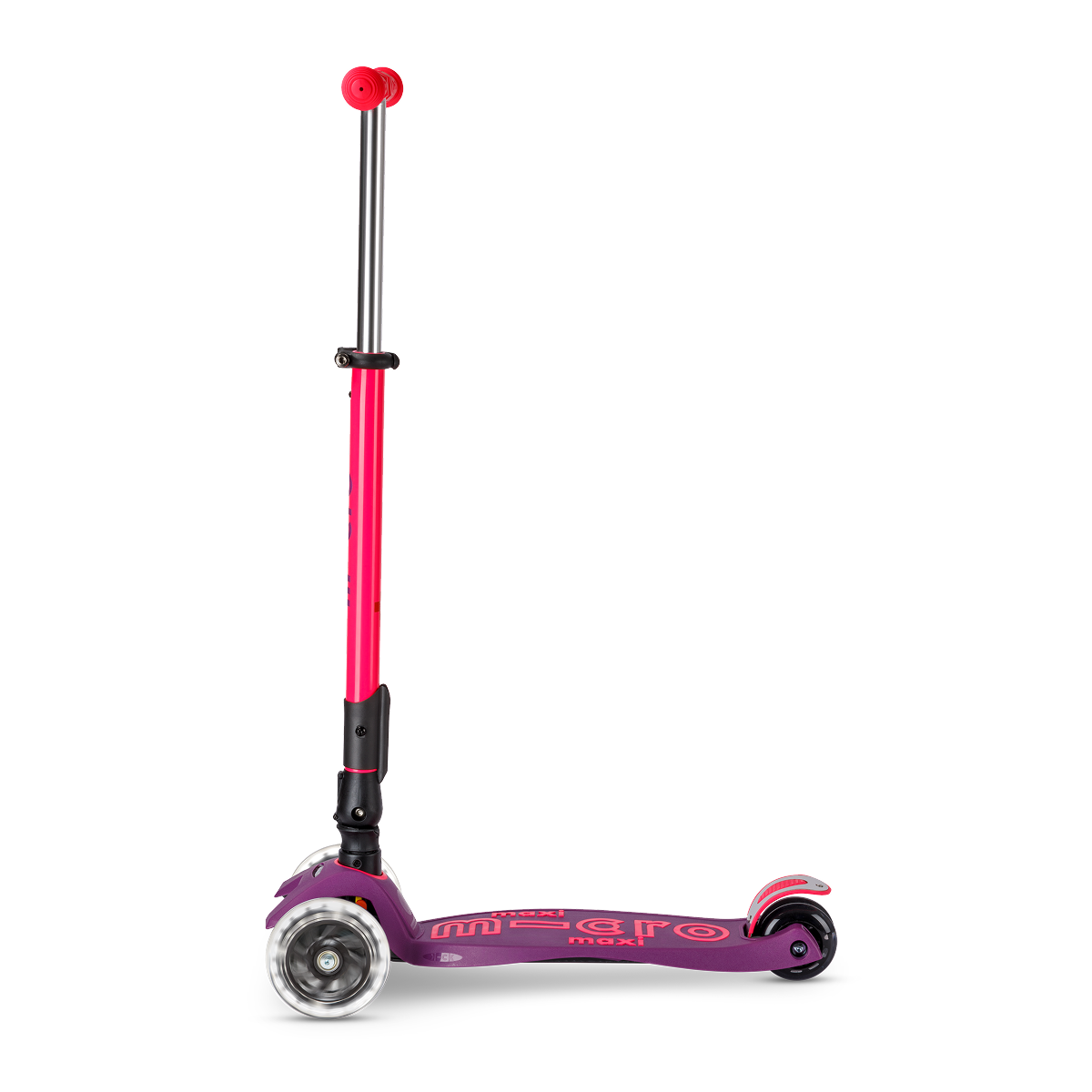  Micro Kickboard -  Maxi Deluxe Foldable Neon LED Scooter - Ultra Pink -  Outdoor