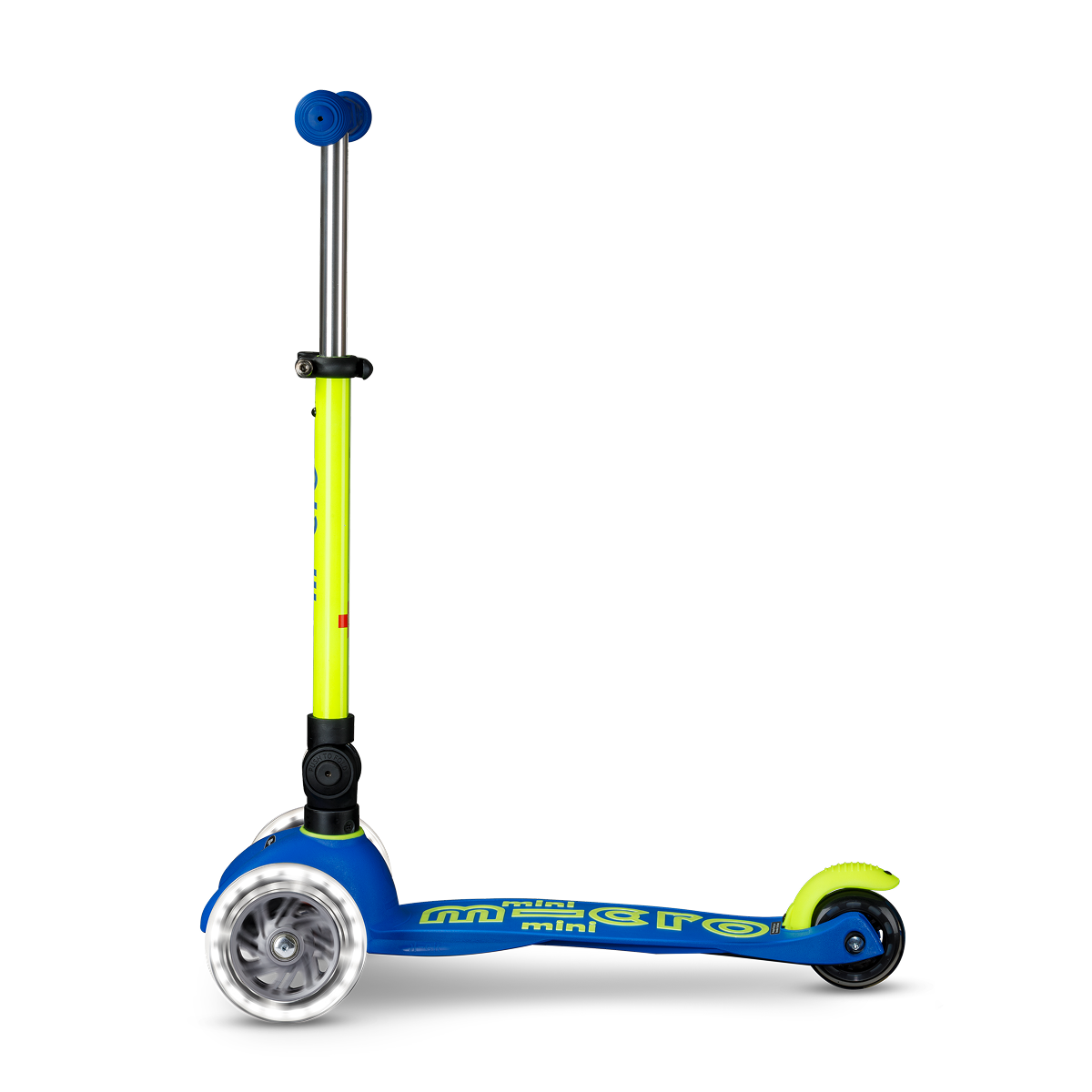 Mini Deluxe Foldable LED Scooter - Neon Canary Yellow/Blue | Micro