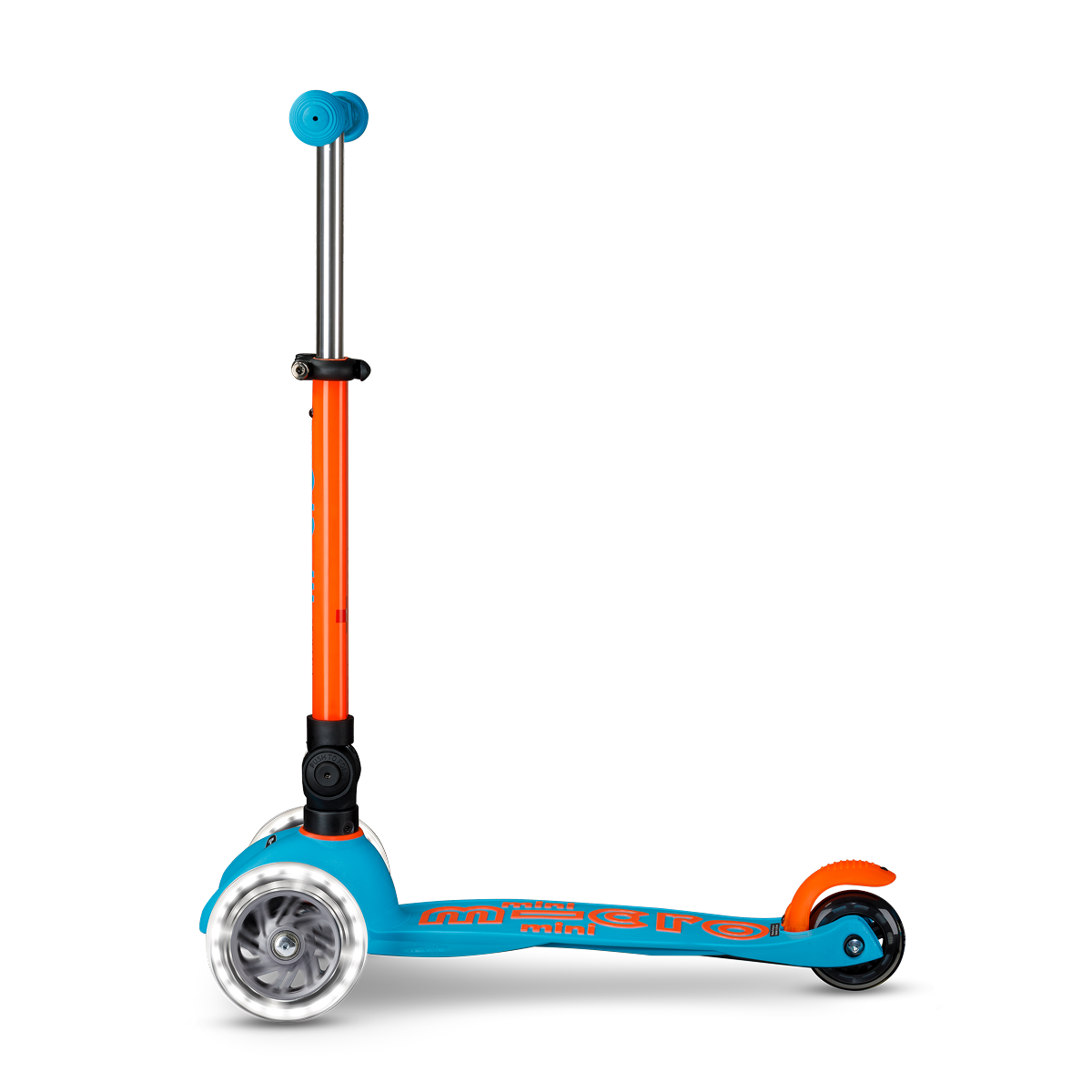  Micro Kickboard -  Mini Deluxe Foldable LED Scooter - Neon Sunset Orange/Aqua -  Outdoor