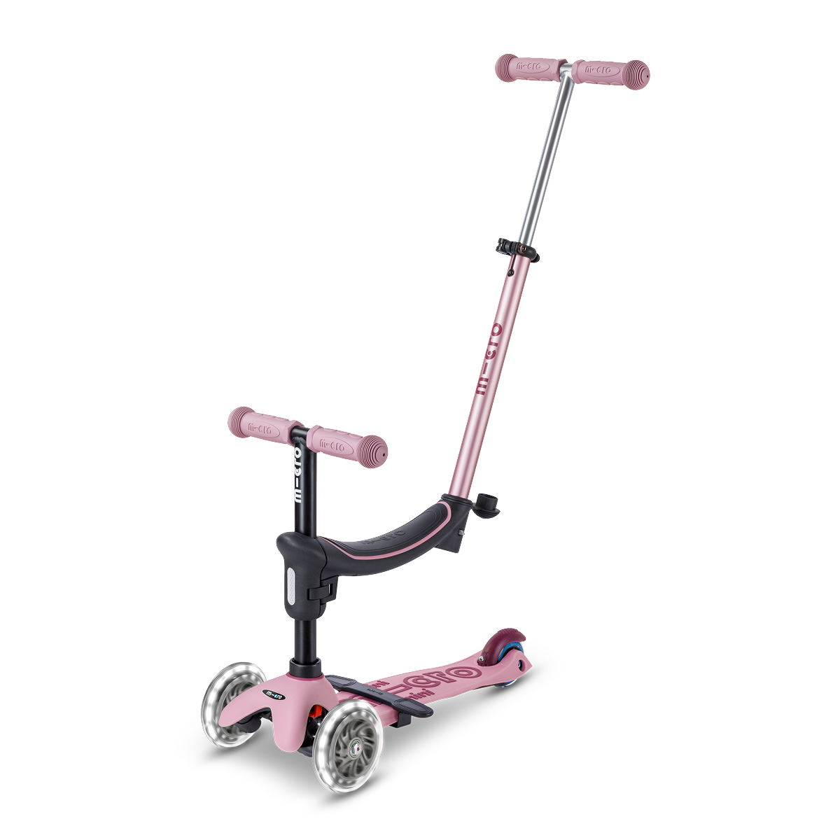  Micro Kickboard -  Mini Deluxe Rock & Go LED Scooter - Dusty Rose -  Outdoor