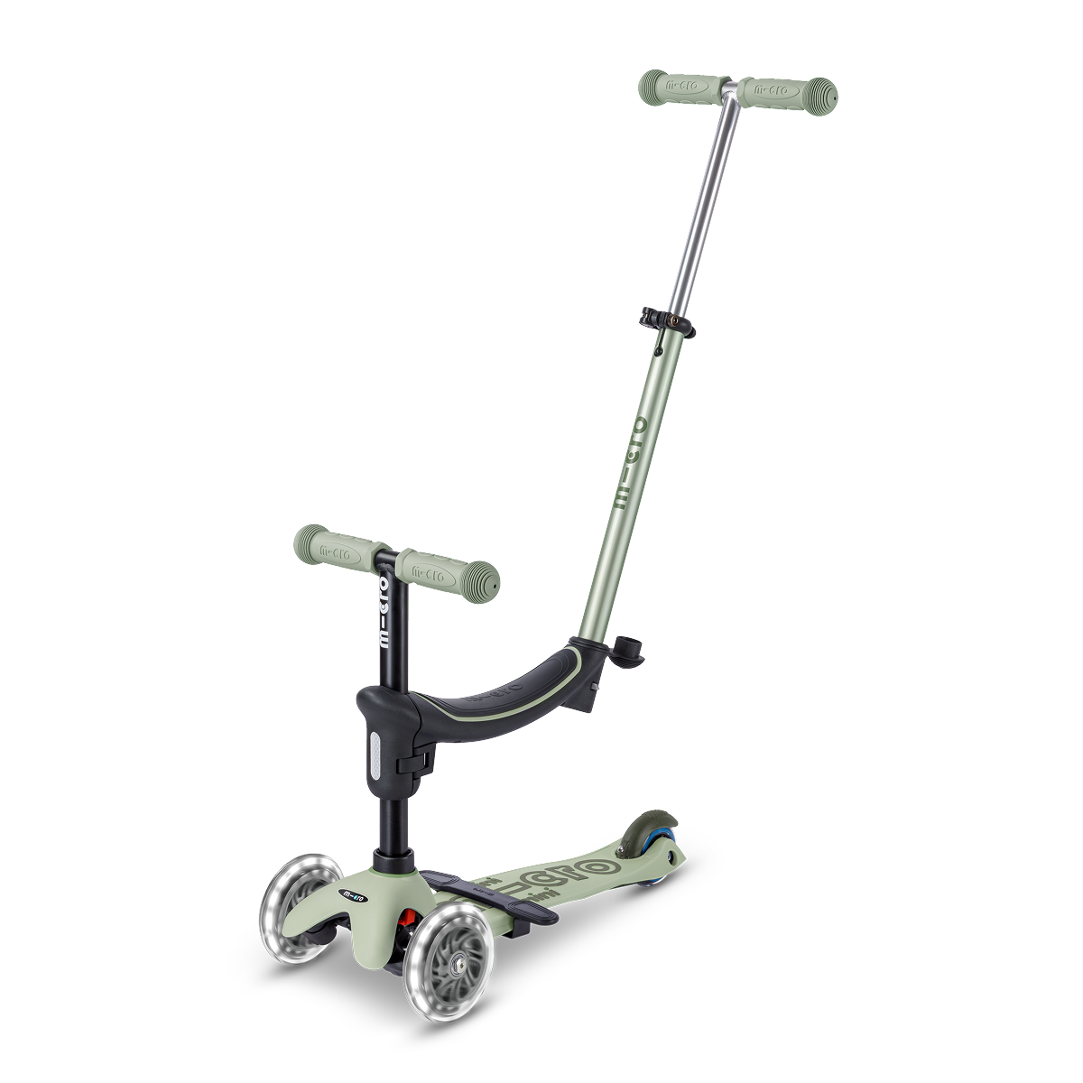 Mini Deluxe Rock & Go LED Scooter - Olive Sage | Micro Kickboard
