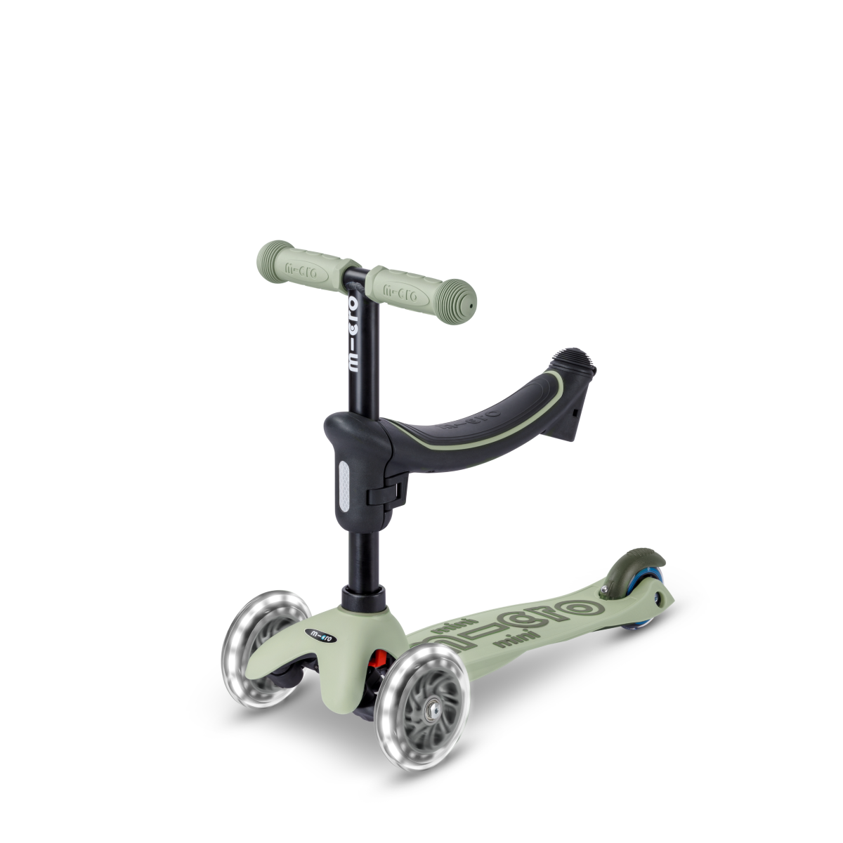  Micro Kickboard -  Mini Deluxe Rock & Go LED Scooter - Olive Sage -  Outdoor