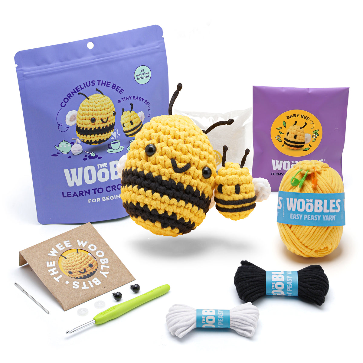 The Woobles -  Mommy & Me Cornelius the Bee Learn to Crochet Kit -  Creativity