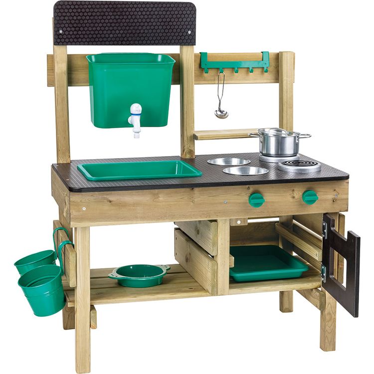  Hape -  Mud Kitchen Wooden Toy Playset with Accessories -  Preschool