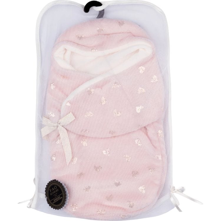  FAO Schwarz -  My FAO Doll Swaddle - Pink With Gold Hearts -  My FAO Doll