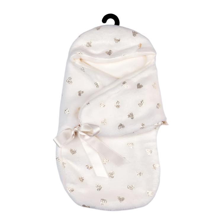  FAO Schwarz -  My FAO Doll Swaddle - White With Gold Hearts -  My FAO Doll