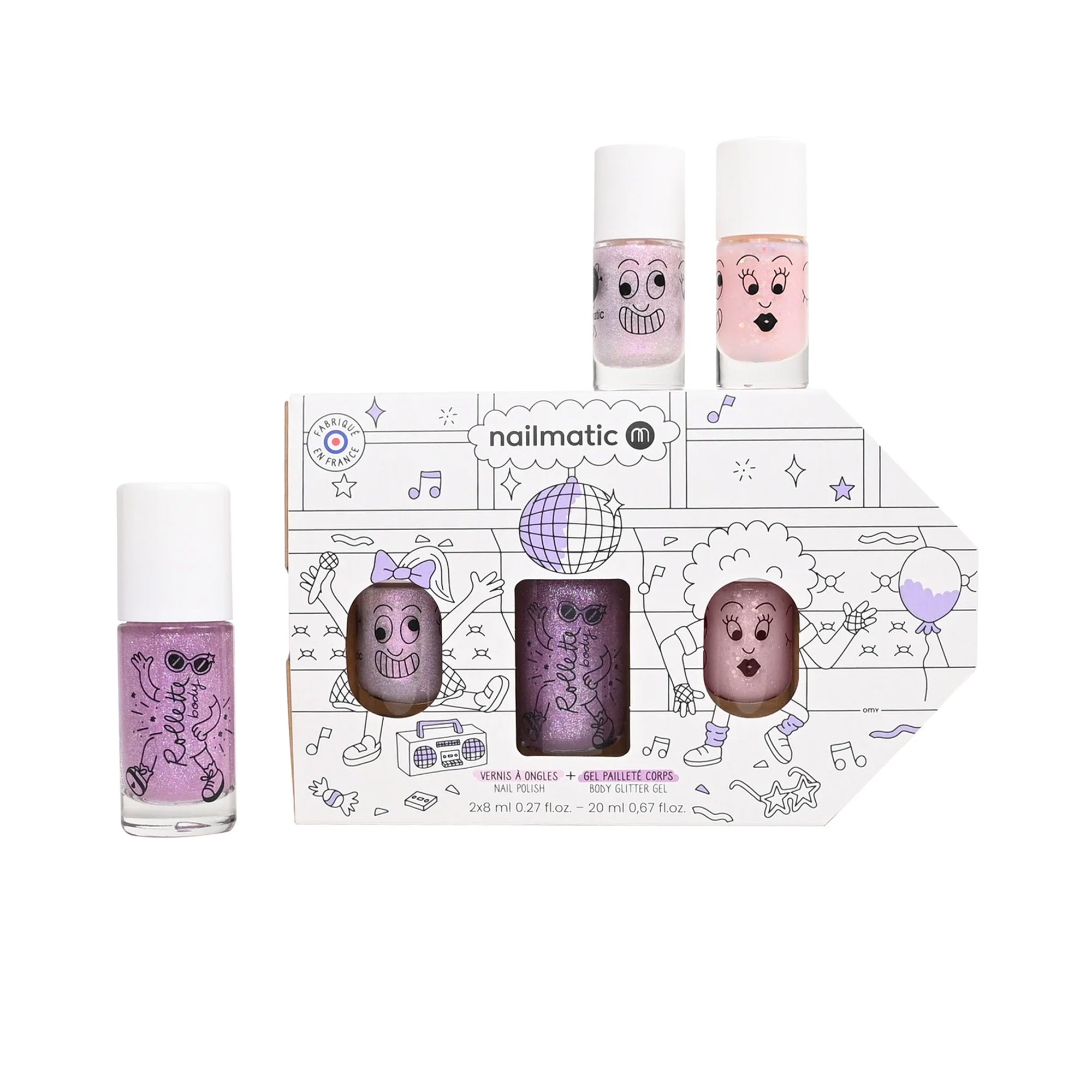  Nailmatic -  Nail Polish & Body Rollette Set of 3 in Bus Party -  Trend Accessories