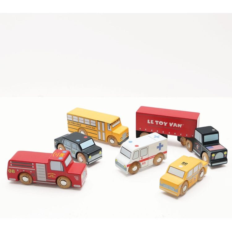 Le Toy Van -  New York  Wood Toy Car Set - 7 Piece -  Preschool
