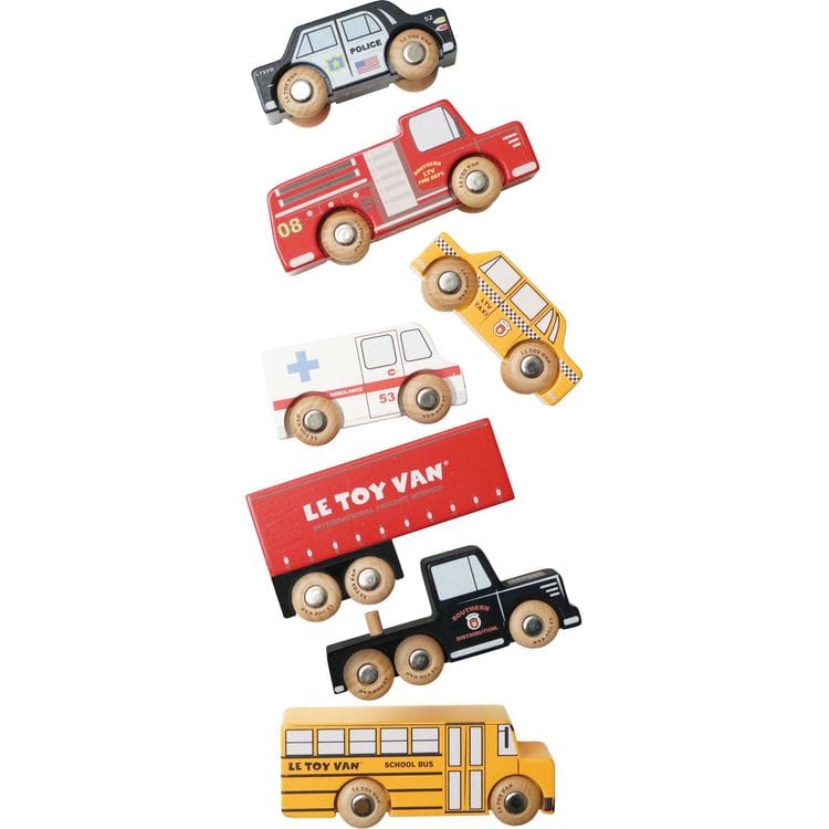  Le Toy Van -  New York  Wood Toy Car Set - 7 Piece -  Preschool