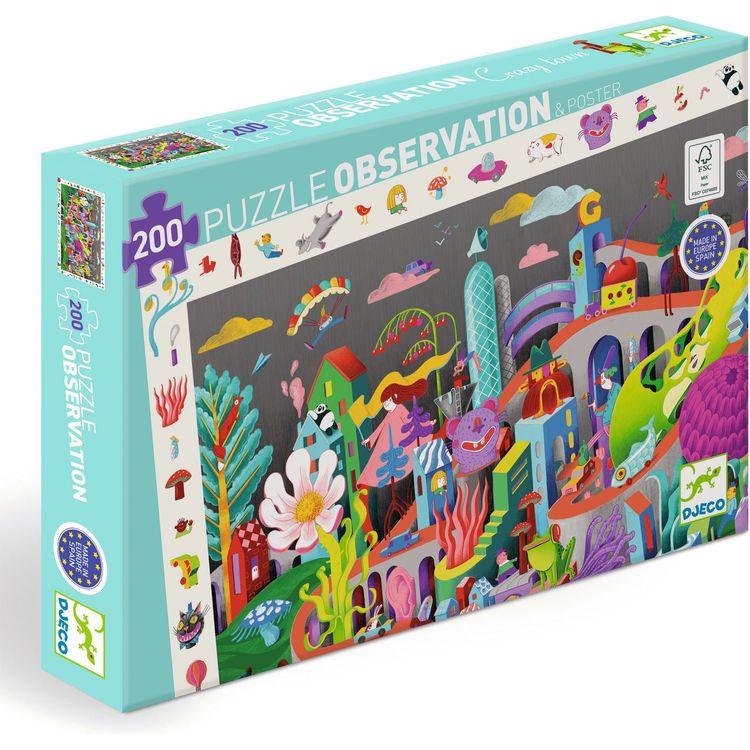  Djeco -  Observation 200 Piece Puzzle - Crazy Town -  Puzzles