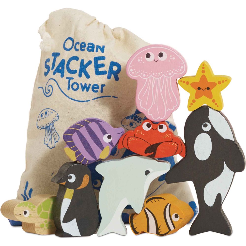  Le Toy Van -  Ocean Life Stacking Animals & Bag -  Infants