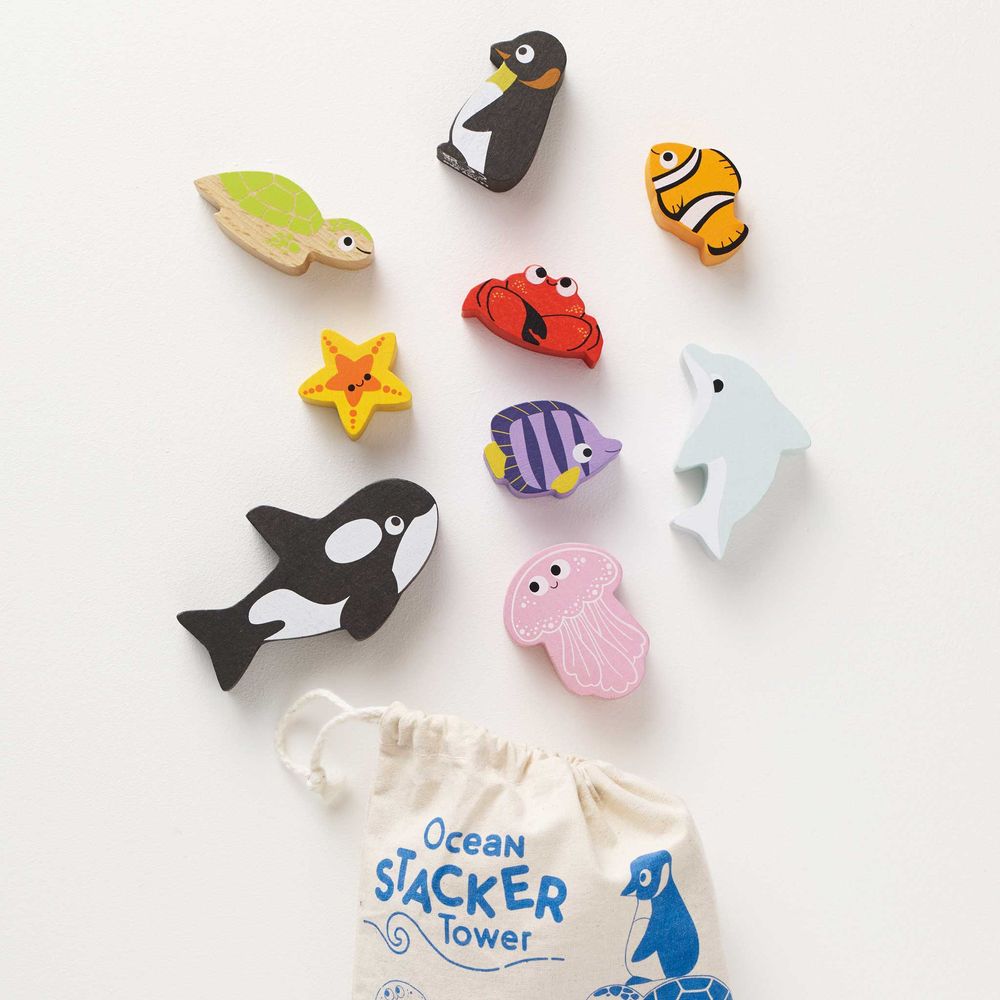  Le Toy Van -  Ocean Life Stacking Animals & Bag -  Infants