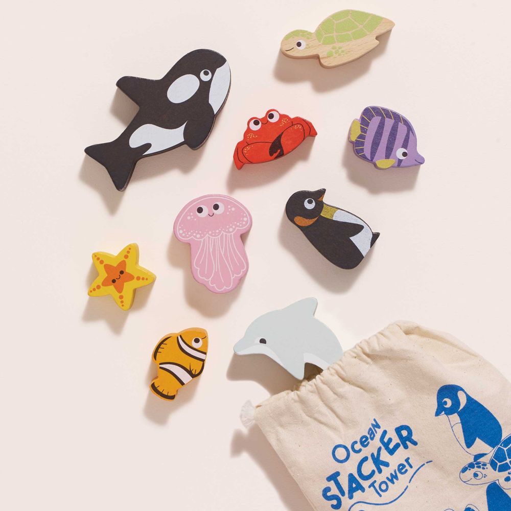  Le Toy Van -  Ocean Life Stacking Animals & Bag -  Infants