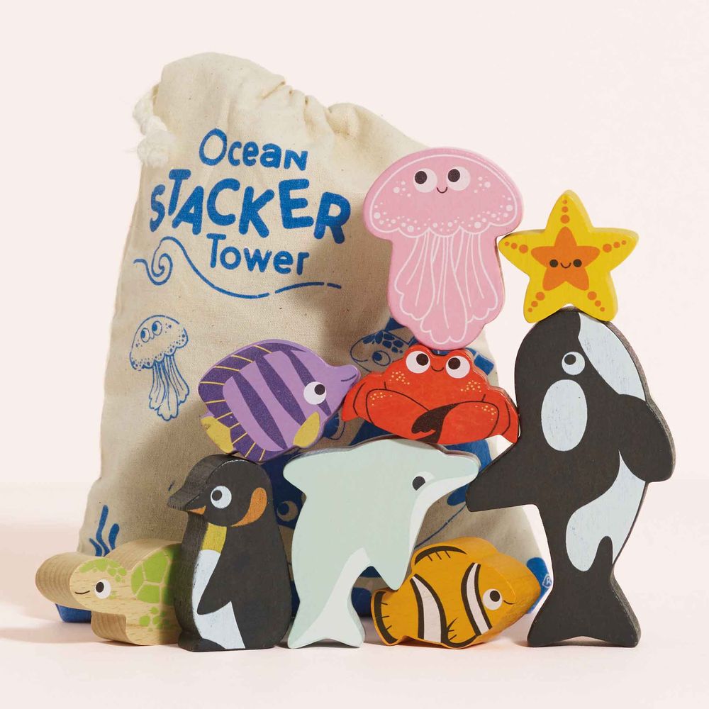  Le Toy Van -  Ocean Life Stacking Animals & Bag -  Infants