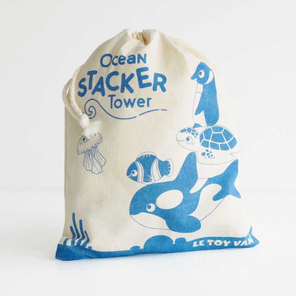  Le Toy Van -  Ocean Life Stacking Animals & Bag -  Infants